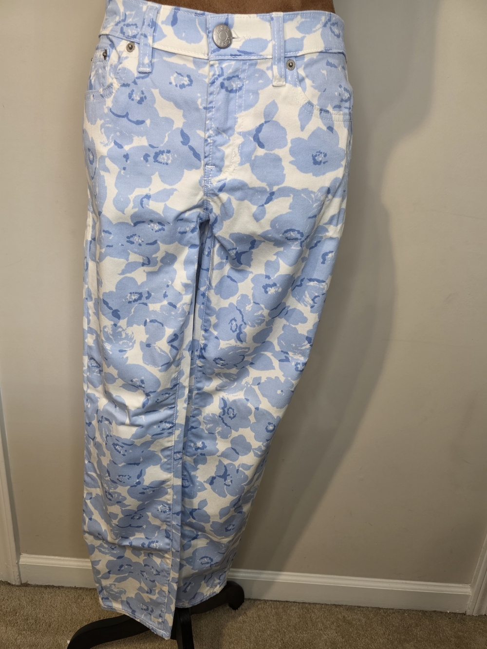 J.Crew Floral Print Skinny Jeans Size 29 | Blue & White Stretch Denim | Spring